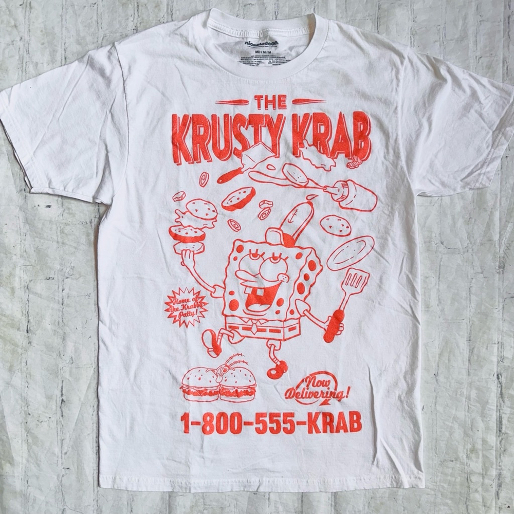 NWOT Unisex Adult Medium Nickelodeon Sponge Bob Krusty Krab Graphic SS TShirt